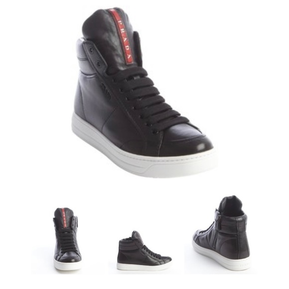 Prada leather hightop sneakers - Picture 3 of 10